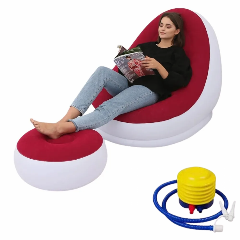Sofa Rojo Inflable Con Posapies